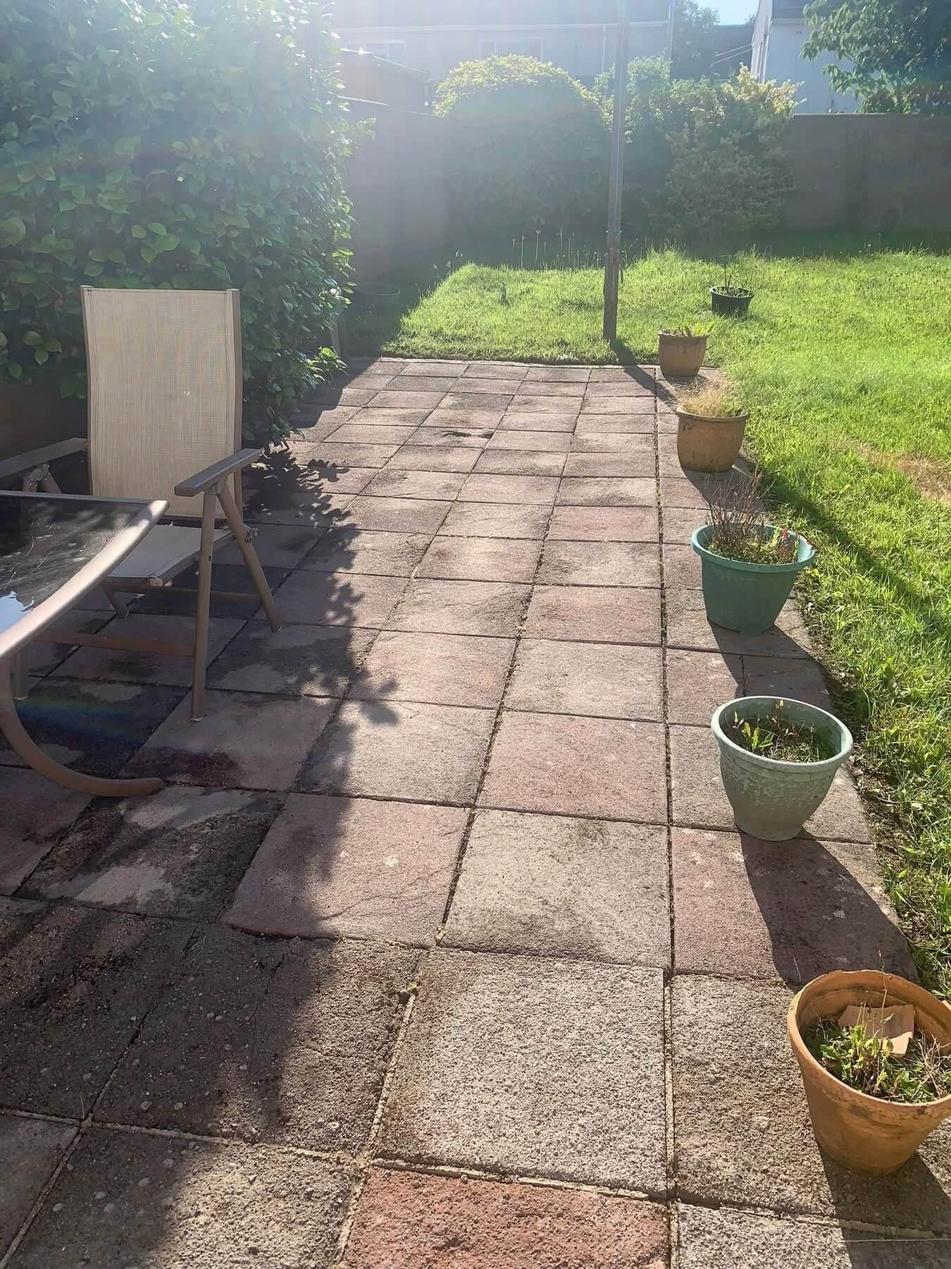 Patio after professional pressure washing in Cardiff