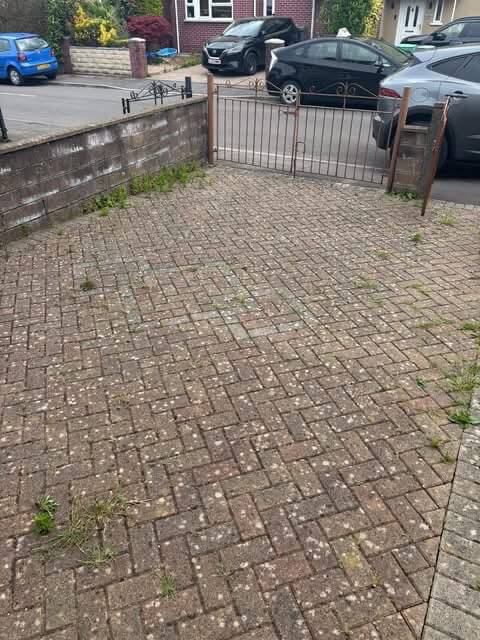 Driveway before pressure washing in Cardiff
